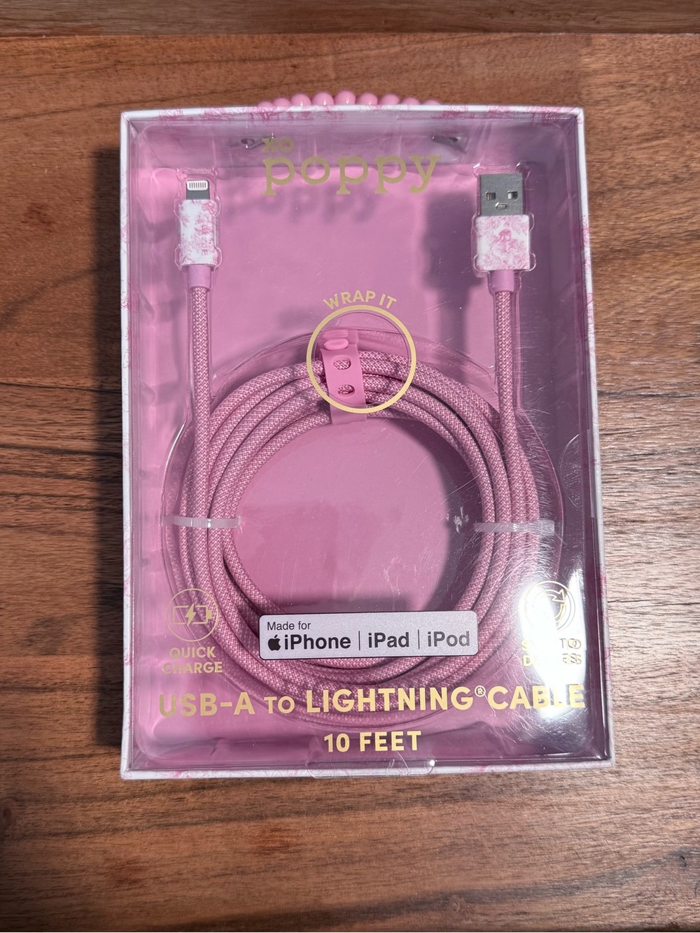 XO Poppy 10ft USB-A to Lightning Cable | NWT